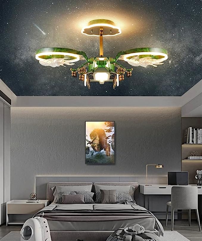 Lámpara de techo con forma de helicóptero para niños, ventilador de techo  para dormitorio de niños, ventiladores de techo con luces, lámparas de  techo